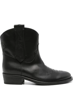Via Roma Buty, Kobieta, Czarny, 36 EU, Czarne Western Style Skórzane Botki