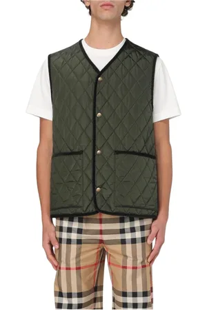 Burberry Kurtki, Mężczyzna, Zielony, M, Pikowana kamizelka w kratę
