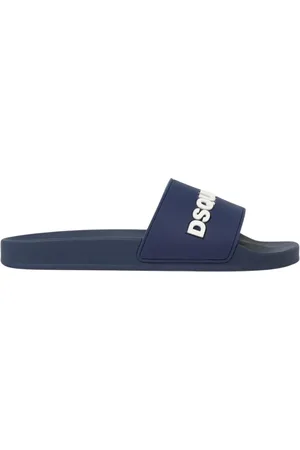 Dsquared2 Buty, Mężczyzna, Niebieski, 45 EU, Wygodne Gumowe Klapki Sandały Niebieskie