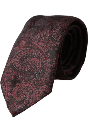 Dolce & Gabbana Akcesoria, Mężczyzna, Czerwony, ONE SIZE, Bordowy Wzorzysty Jedwabny Krawat Męski