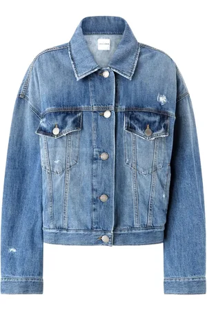 Pinko Kurtki, Kobieta, Niebieski, S, Denim, Denim Płaszcz Niebieski Guziki Klasyczny Kołnierz