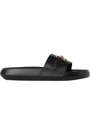 VERSACE Buty, Mężczyzna, Czarny, 41 EU, Meduza Skórzane Sandały Na Rzepy