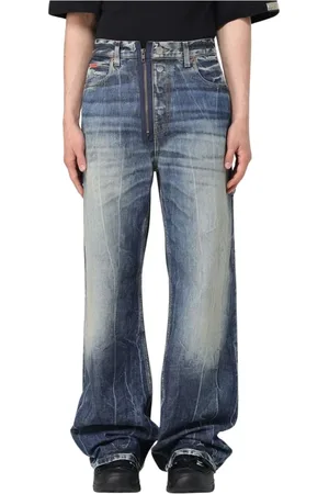 MARTINE ROSE Jeansy, Mężczyzna, Niebieski, L, Denim, Klasyczne Jeansyy Straight-Leg