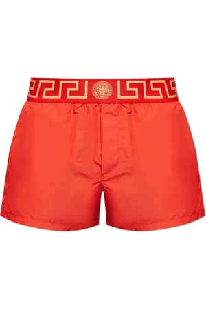VERSACE Stroje kąpielowe, Mężczyzna, Czerwony, XL, Poliester, Szorty kąpielowe z logo