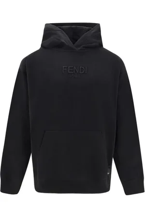 Fendi Bluzy, Mężczyzna, Czarny, M, Bluza z monogramem i kieszenią kangurką