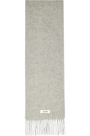 Jacquemus Akcesoria, unisex, Szary, ONE SIZE, Szary szalik z frędzlami
