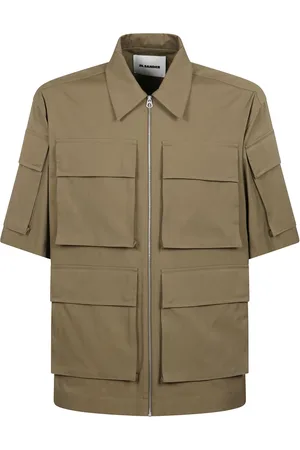 Jil Sander Koszule, Mężczyzna, Zielony, M, Biała koszula z krótkim rękawem