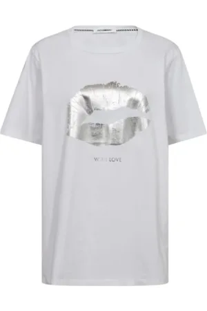 Co`Couture Koszulki, Kobieta, Szary, M, The Kiss Oversize Tee T-Shirt