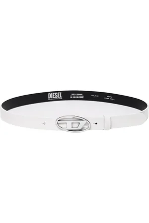 Diesel Akcesoria, Kobieta, Biały, 80 CM, Stylowy pasek skórzany z okrągłą sprzączką