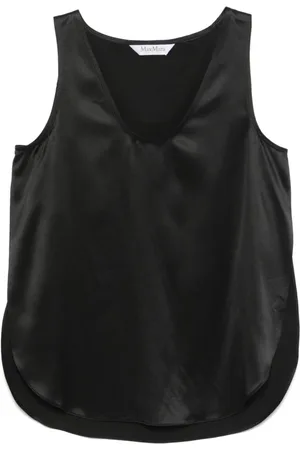 Max Mara Koszulki, Kobieta, Czarny, 2XS, Czarna Jedwabna Bluzka Damska