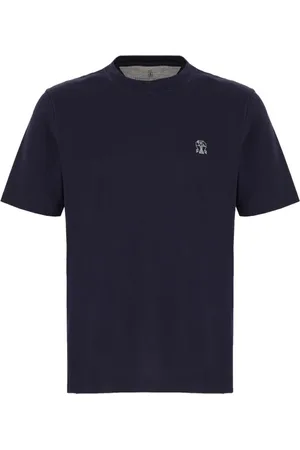 Brunello Cucinelli Koszulki, Mężczyzna, Niebieski, M, T-shirt z okrągłym dekoltem dla mężczyzn