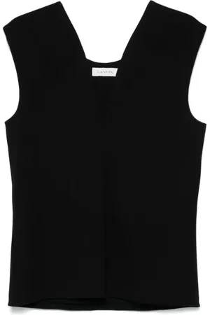 Lanvin Koszulki, Kobieta, Czarny, L, Stylowy Deep Collar Top
