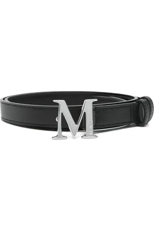 Max Mara Akcesoria, Kobieta, Czarny, L, Czarny Pasek z Logo-Klamerką i Pętlą