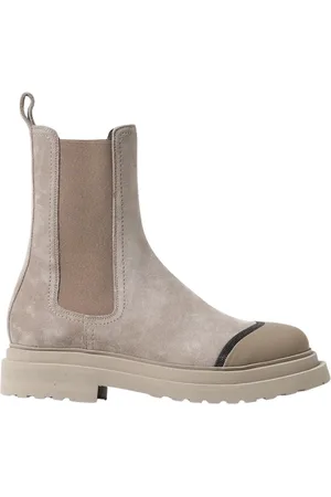 Brunello Cucinelli Buty, Kobieta, brązowy, 40 EU, Zamsz, Suede Chelsea Botki Chunky Sole