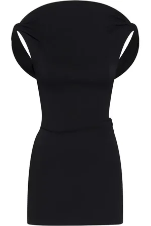 Jacquemus Sukienki, Kobieta, Czarny, 2XS, Czarna Mini Sukienka z Odkrytymi Plecami