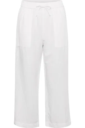 Part Two Spodnie, Kobieta, Biały, 2XL, Białe Spodnie z Szerokimi Nogawkami z Lnu