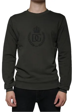 Dolce & Gabbana Bluzy, Mężczyzna, Zielony, M, Sweter z koroną i logo