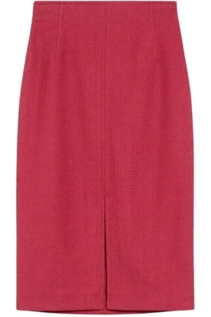 Max Mara Spódnice, Kobieta, Czerwony, L, Midi Spódnica Malinowa z Rozcięciem
