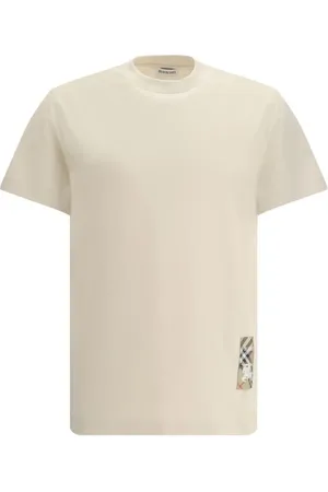 Burberry Koszulki, Mężczyzna, Beżowy, S, T-shirt z logo i wzorem Archivio Check