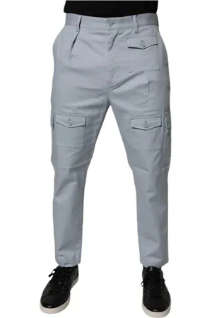 Dolce & Gabbana Spodnie, Mężczyzna, Niebieski, M, Niebieskie Spodnie Cargo Tapered z Zamkiem