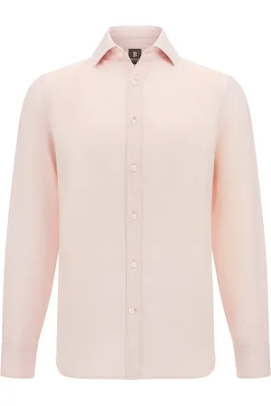 Boggi Milano Koszule, Mężczyzna, Różowy, XS, Len, Koszula Regular Fit z Lnu