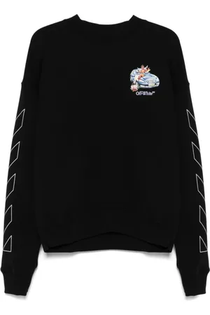 OFF-WHITE Bluzy, Mężczyzna, Czarny, S, Czarny Sweter z Logo i Okrągłym Dekoltem