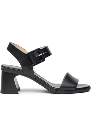 Nero Giardini Buty, Kobieta, Czarny, 40 EU, Czarne skórzane sandały na obcasie