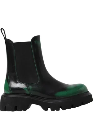 Msgm Buty, Kobieta, Czarny, 41 EU, Zielone Skórzane Chelsea Buty Stylowe