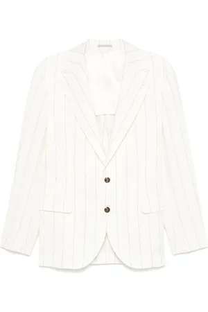 Brunello Cucinelli Kurtki, Mężczyzna, Beżowy, 2XL, Biała Kurtka z Guzikami i Kieszeniami