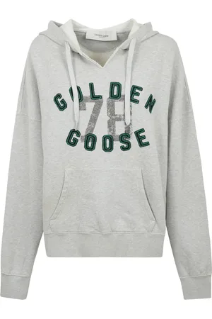 Golden Goose Bluzy, Kobieta, Szary, M, Bawełniany kaptur z haftowanym logo