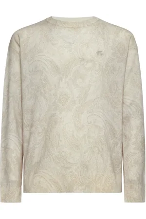 Etro Swetry, Mężczyzna, Beżowy, M, Wełna, Wełniany sweter z motywem paisley