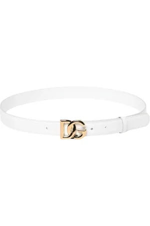 Dolce & Gabbana Akcesoria, Kobieta, Biały, 75 CM, Czarny skórzany pasek z logo DG