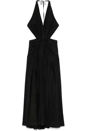 ZIMMERMANN Sukienki, Kobieta, Czarny, XS, Czarna Sukienka z Dekoltem Halter i Guzikami