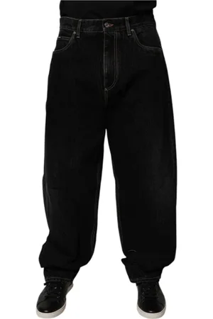 Dolce & Gabbana Jeansy, Mężczyzna, Czarny, M, Czarne Jeansyy z szerokimi nogawkami