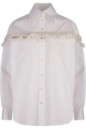 Alexander McQueen Bluzki, Kobieta, Biały, XS, Biała Oversize Koszula z Wycięciami