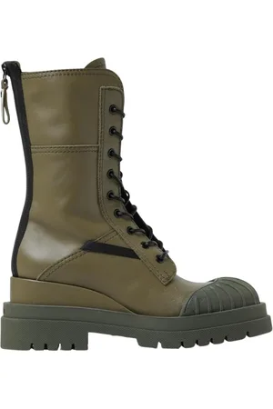 Premiata Buty, Kobieta, Zielony, 37 EU, Oliwkowe Sznurowane Buty Bojówki
