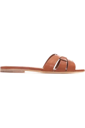 Saint Laurent Buty, Kobieta, brązowy, 37 EU, Czarne Skórzane Klapki