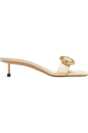 Jacquemus Buty, Kobieta, Beżowy, 37 EU, Kremowe sandały na szpilce z kwadratowym nosem