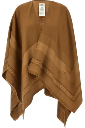 Fendi Kurtki, Kobieta, brązowy, ONE SIZE, Luksusowy Brązowy Szal Wełniany
