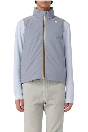 K-Way Kurtki, Mężczyzna, Szary, 2XL, Nylon, Stylowy Kamizelka Pakowalna