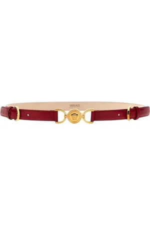VERSACE Akcesoria, Kobieta, Czerwony, 90 CM, Czarny Skórzany Pasek z Głową Meduzy