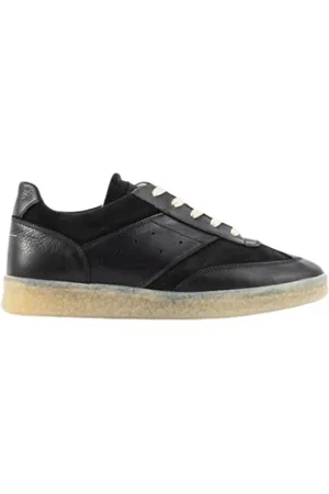 Maison Margiela Buty, Mężczyzna, Czarny, 40 EU, Skóra, Czarne skórzane sneakersy