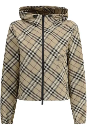 Burberry Kurtki, Kobieta, Beżowy, S, Kurtka Casual z wodoodpornym wzorem Archiwum