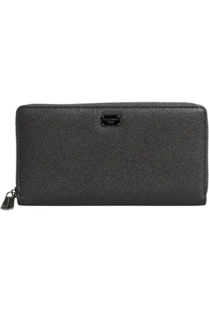 Dolce & Gabbana Akcesoria, Kobieta, Szary, ONE SIZE, Ciemnoszara Skórzana Portmonetka na Zamek