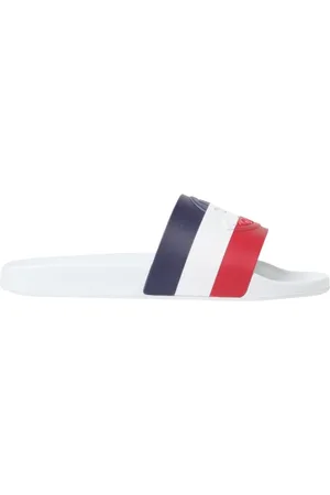 Moncler Buty, Mężczyzna, Biały, 40 EU, Białe Trójkolorowe Klapki Basenowe Sandały