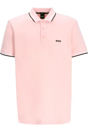 HUGO BOSS Koszulki, Mężczyzna, Różowy, 2XL, Różowy Sweter z Krótkim Rękawem i Haftem