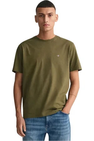 GANT Koszulki, Mężczyzna, Zielony, XL, Bawełna, T-shirt Regular Fit z logo
