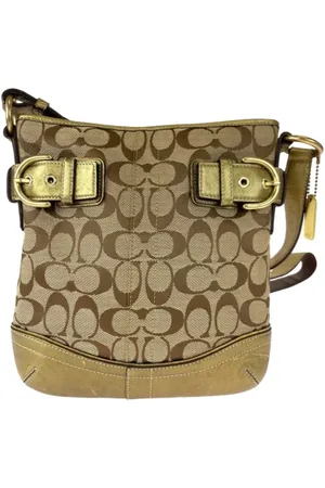 Coach Pre-owned, Kobieta, Beżowy, ONE SIZE, Pre-owned Canvas shoulder-bags