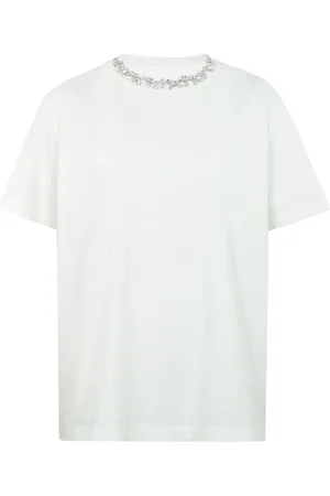 Golden Goose Koszulki, Kobieta, Biały, L, Kryształowo ozdobiony T-shirt Regular Fit