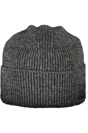 HUGO BOSS Akcesoria, Mężczyzna, Czarny, ONE SIZE, Czarne Wełniane Czapki i Czapki